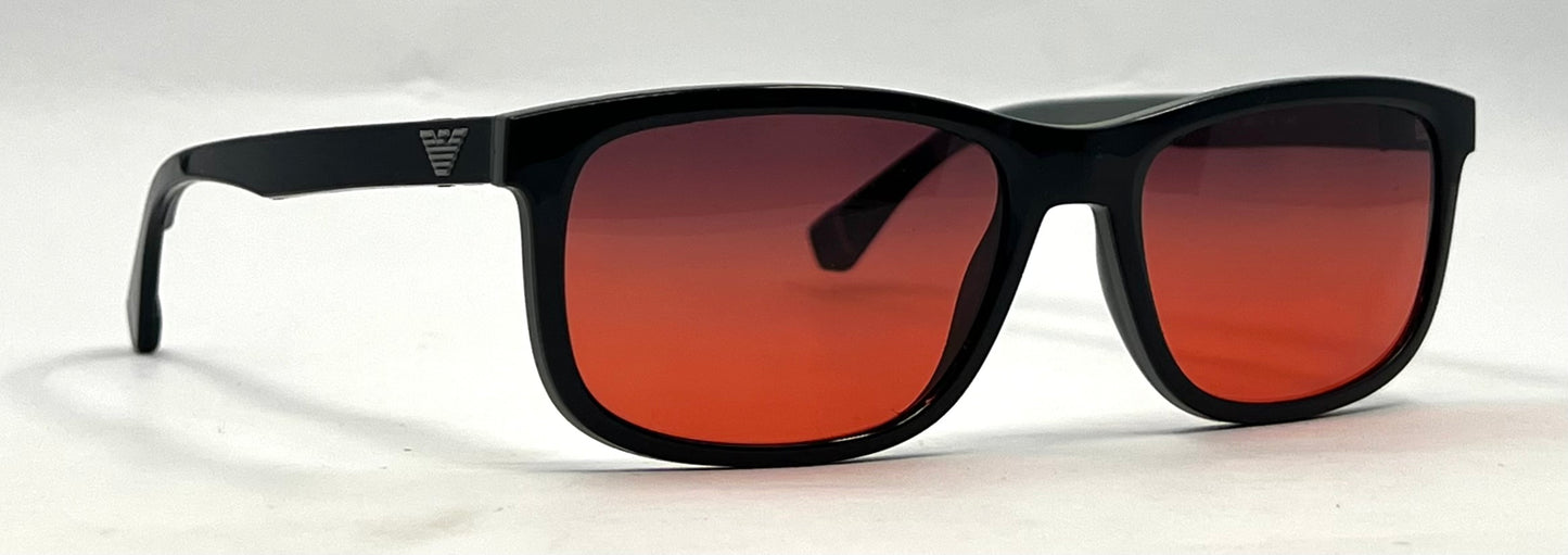 Emporio Armani EA 3164 Black Sunglasses w/New Grey-Red Custom Gradient Lenses-56mm