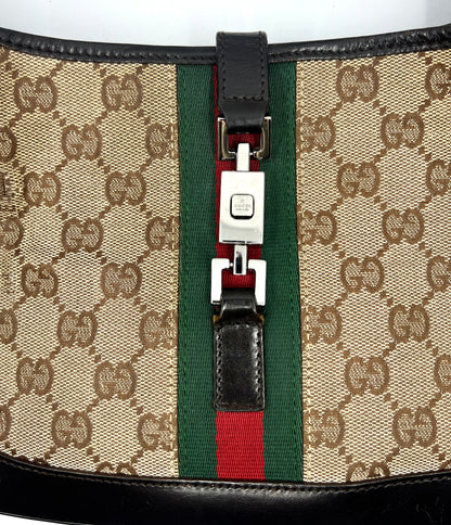 Gucci-Vintage Jackie GG Canvas Shoulder Bag-Green/Red Web-Italy