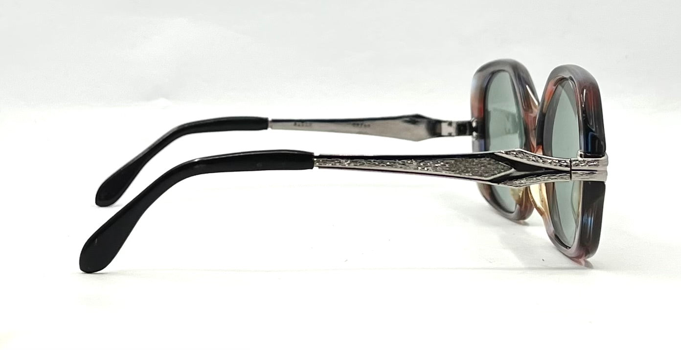 MARCOLIN AMBRA VINTAGE Oversized Sunglasses-New Solid Green Custom Lenses-Italy