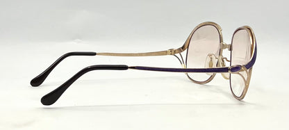 Vintage GILT ISABEL 52-18 Gold Purple Enamel Japan Sunglasses