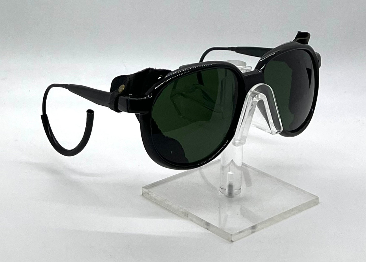 Japan Glacier Vintage Sunglasses-Deadstock Glass Lens Leather Side Shields