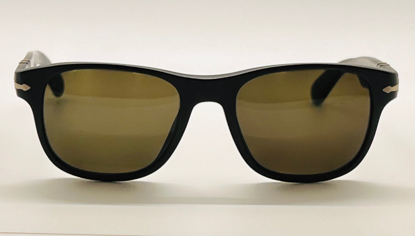 Persol 3051-V Matte Black Optical Frame with Brand New, Custom Solid Green Berko’s Designs Lenses