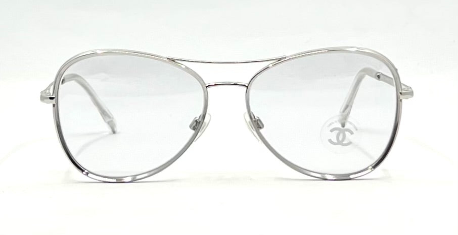 Chanel 2181-S 124 Silver Aviator Sunglasses 56-15 Unworn Italy