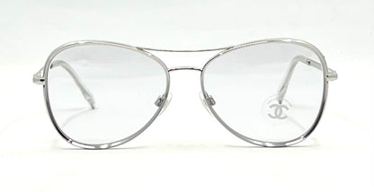 Chanel 2181-S 124 Silver Aviator Sunglasses 56-15 Unworn Italy