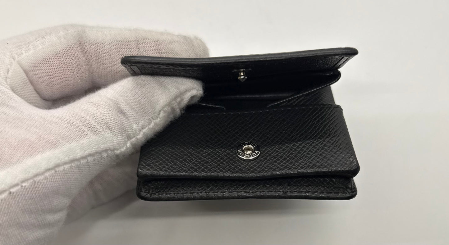 Louis Vuitton Taiga Coin Purse Black Snap VINTAGE Wallet-France