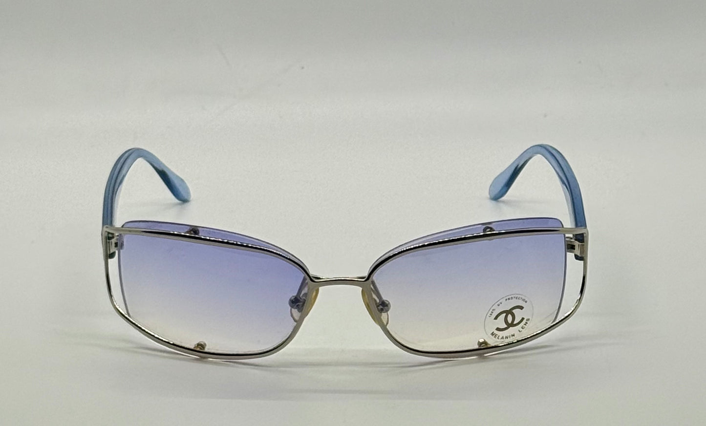 CHANEL 4034 Rimless Sunglasses Blue Temples Melanin Lenses-VINTAGE NOS