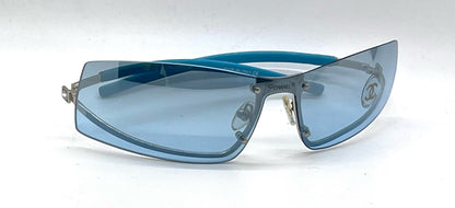 Chanel 4066-B Vintage Y2K Blue Shield Sunglasses Unworn Original Made in Italy