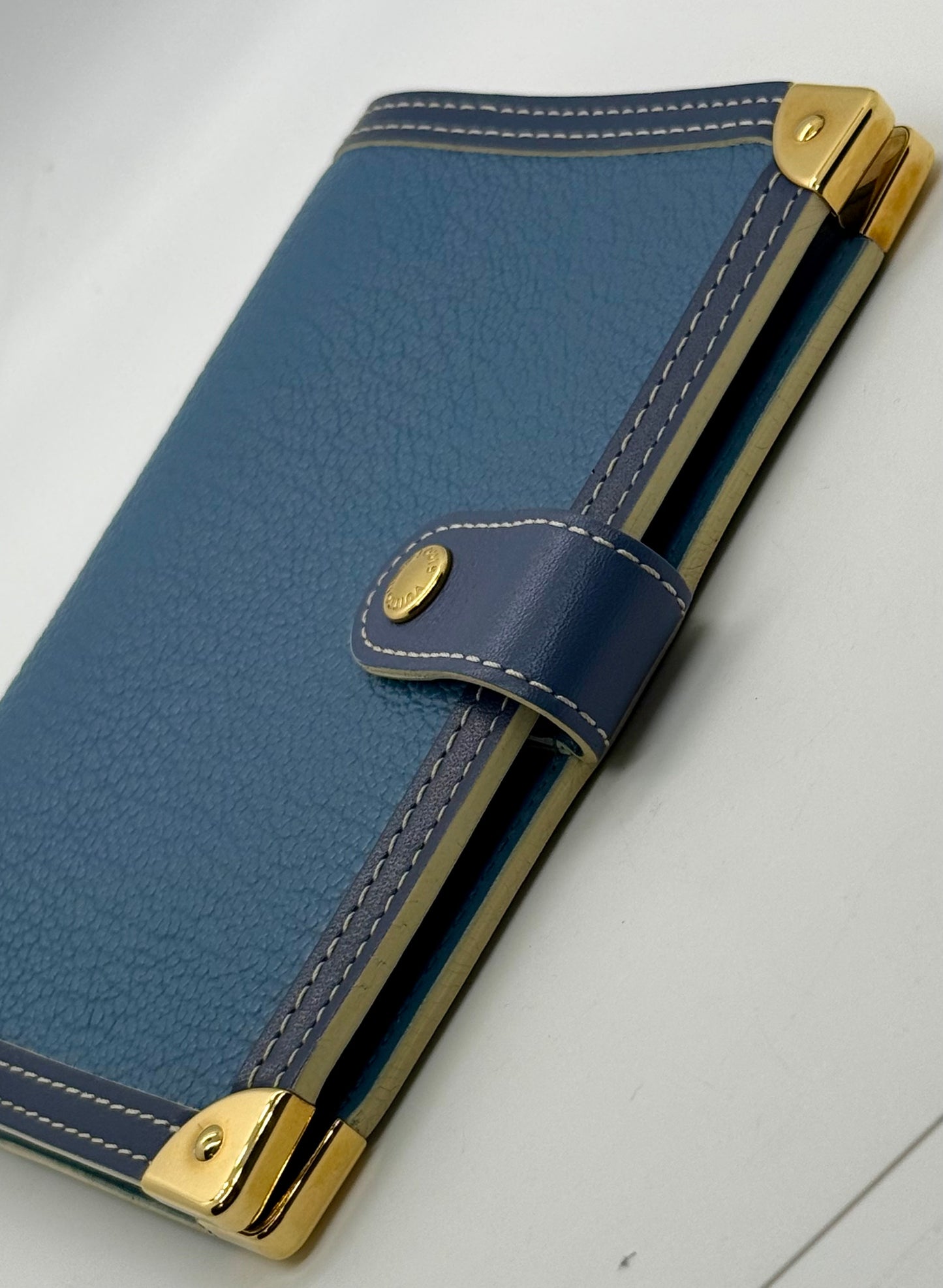 Louis Vuitton Taiga Agenda PM-Blue Leather-VINTAGE Organizer