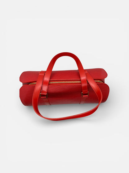 Louis Vuitton Red Epi Leather Barrel Handbag Papillon Made in France Authentic