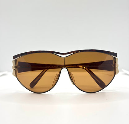 NINA RICCI NR3017 C.321 0166 Vintage Shield Sunglasses-Gold/Brown-Deadstock