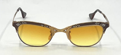 Gaspari 12K Gold Filled Browline Vintage Sunglasses-New Custom Lenses