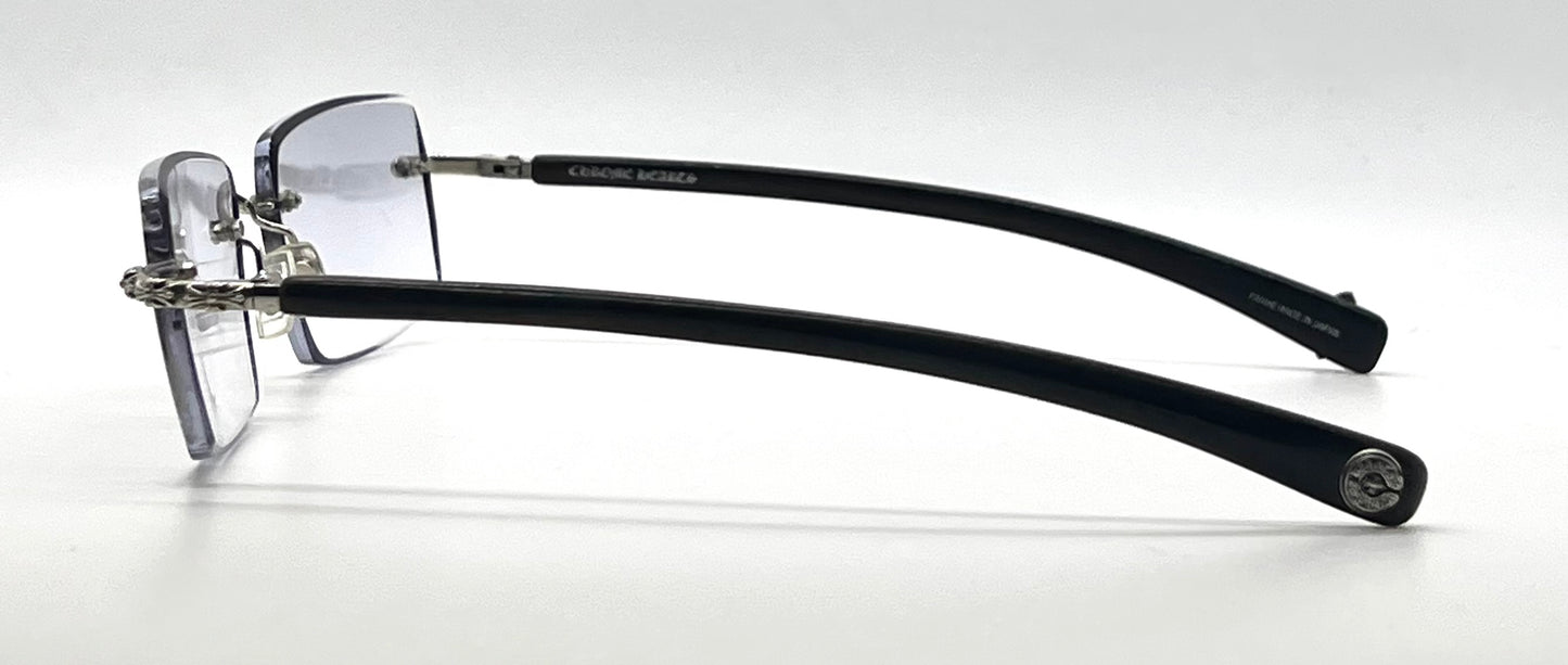 Chrome Hearts VELVEDERE SS-WEB-Vintage Rimless Wood Temple-New Custon Blue Zero Lenses