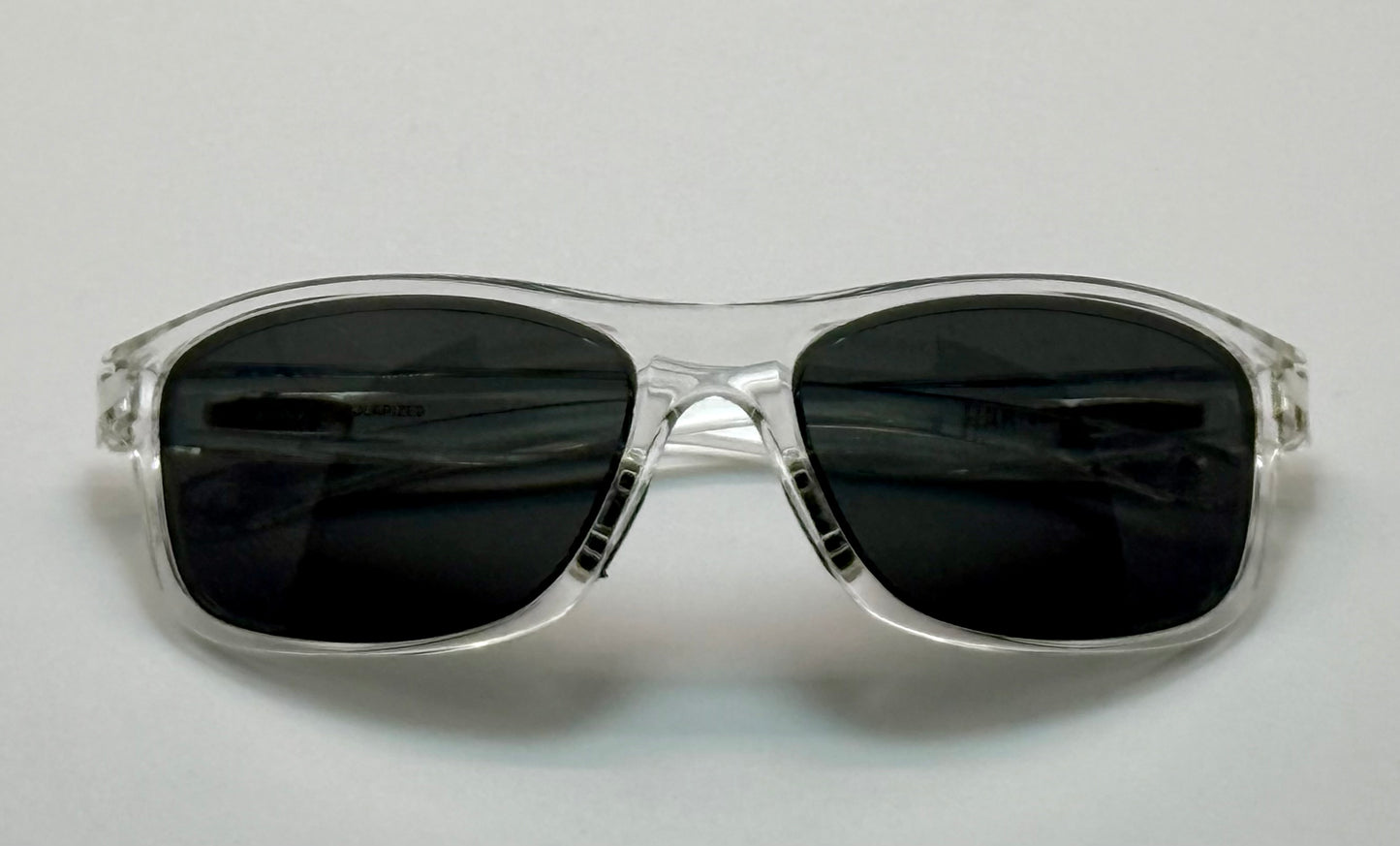 Vintage Revo HARNESS Polarized Sunglasses-Crystal Clear Frame w/New Dark Grey Polarized Lenses