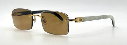 Cartier CT0046O Gold/White Horn Buffs-New Custom Transition Lenses-Full Kit