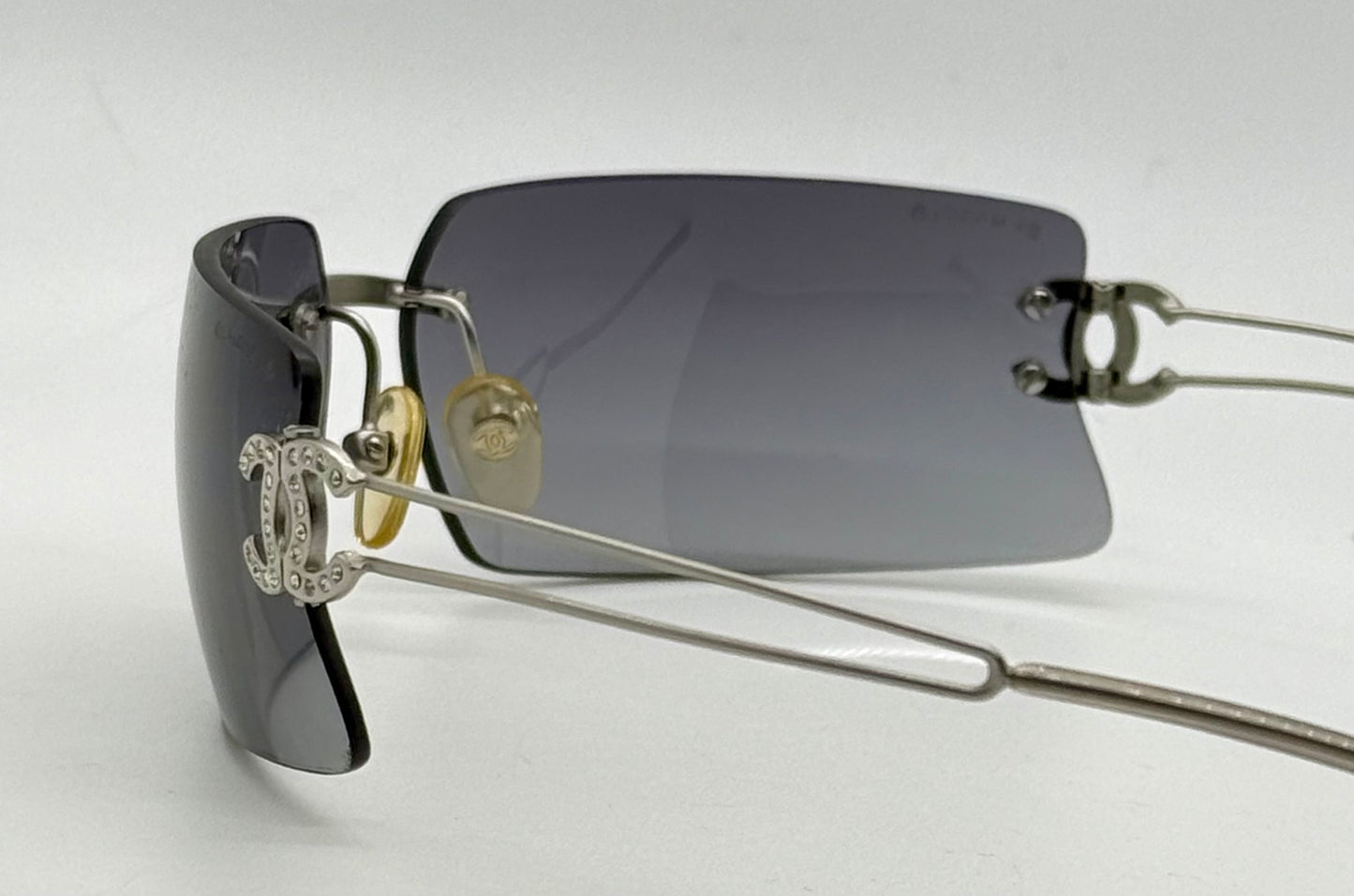 Chanel 4051-B Crystal CC Rimless Shield Sunglasses 170/76 Unworn Original Case