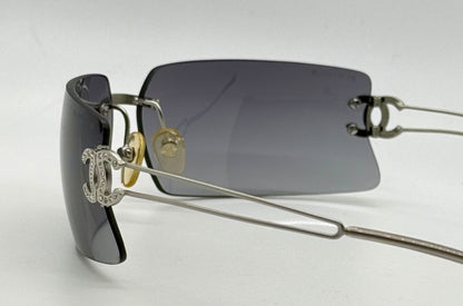 Chanel 4051-B Crystal CC Rimless Shield Sunglasses 170/76 Unworn Original Case