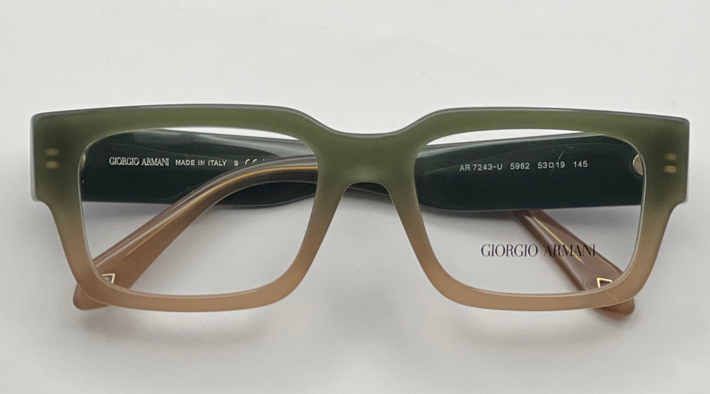 Brand New-Y2K Giorgio Armani Mens Thick Acetate Eyeglass Frames-Green/Brown Gradient