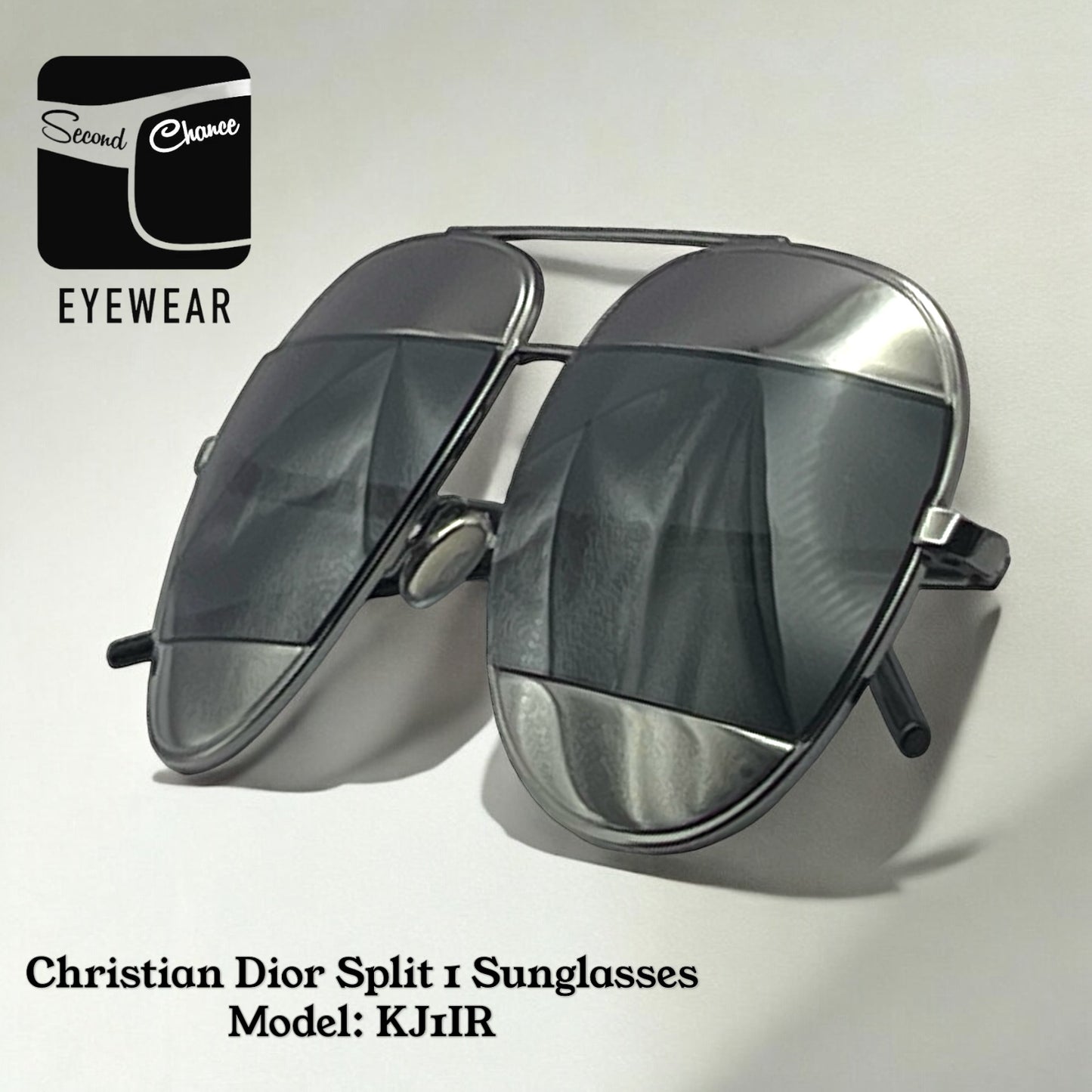 Christian Dior SPLIT 1 Aviator Sunglasses-Gunmetal Frame with Grey/Blue Lens Combo