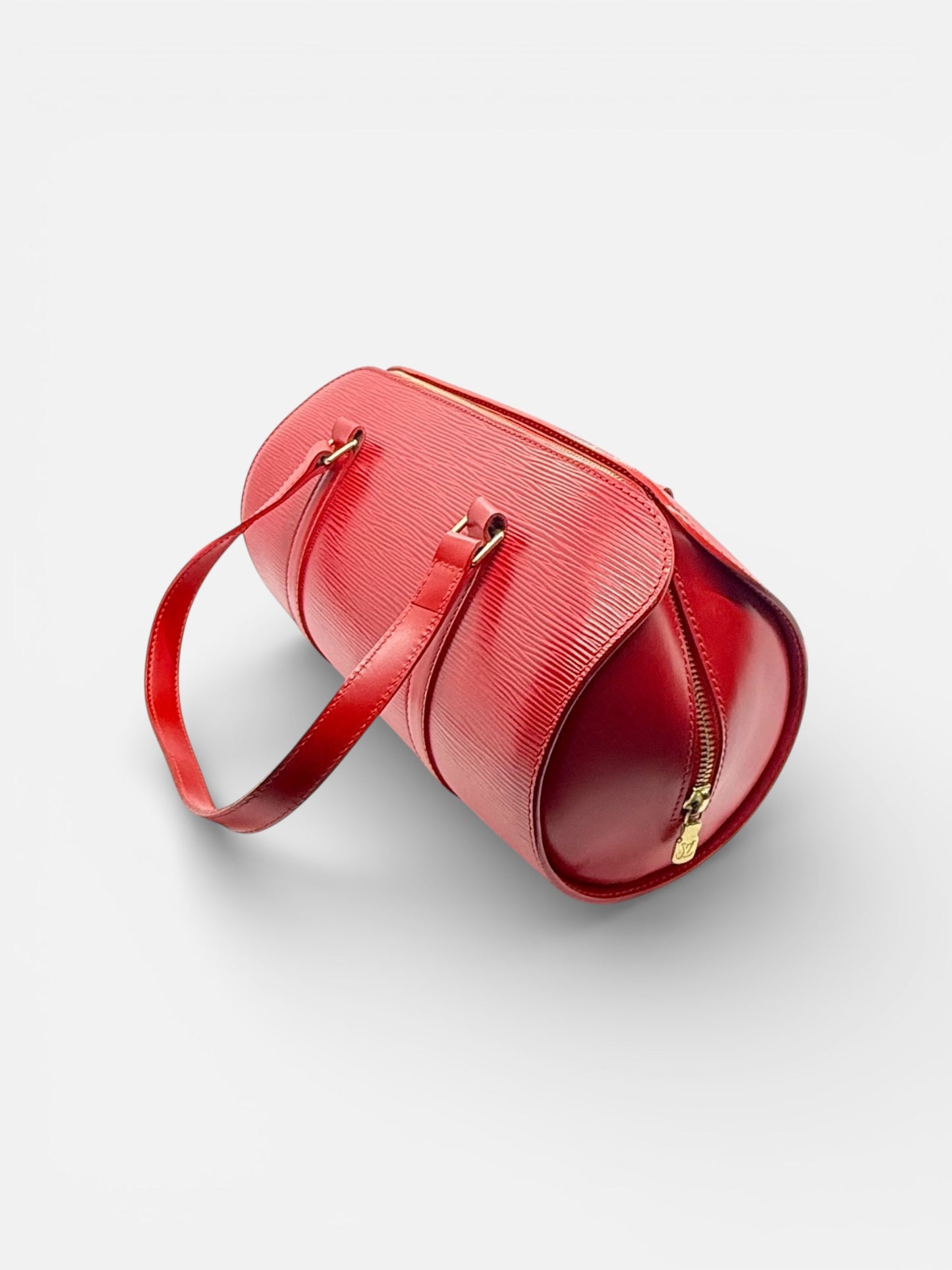 Louis Vuitton Red Epi Leather Barrel Handbag Papillon Made in France Authentic