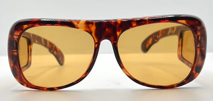 DUCAL VINTAGE Glacier Tortoise SHIELD Sunglasses ALL w/New Amber CUSTOM Lenses-60mm-Japan