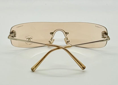 CHANEL 4086 C.124/60 Silver Shield Rimless Sunglasses – Vintage Deadstock – Made in Italy