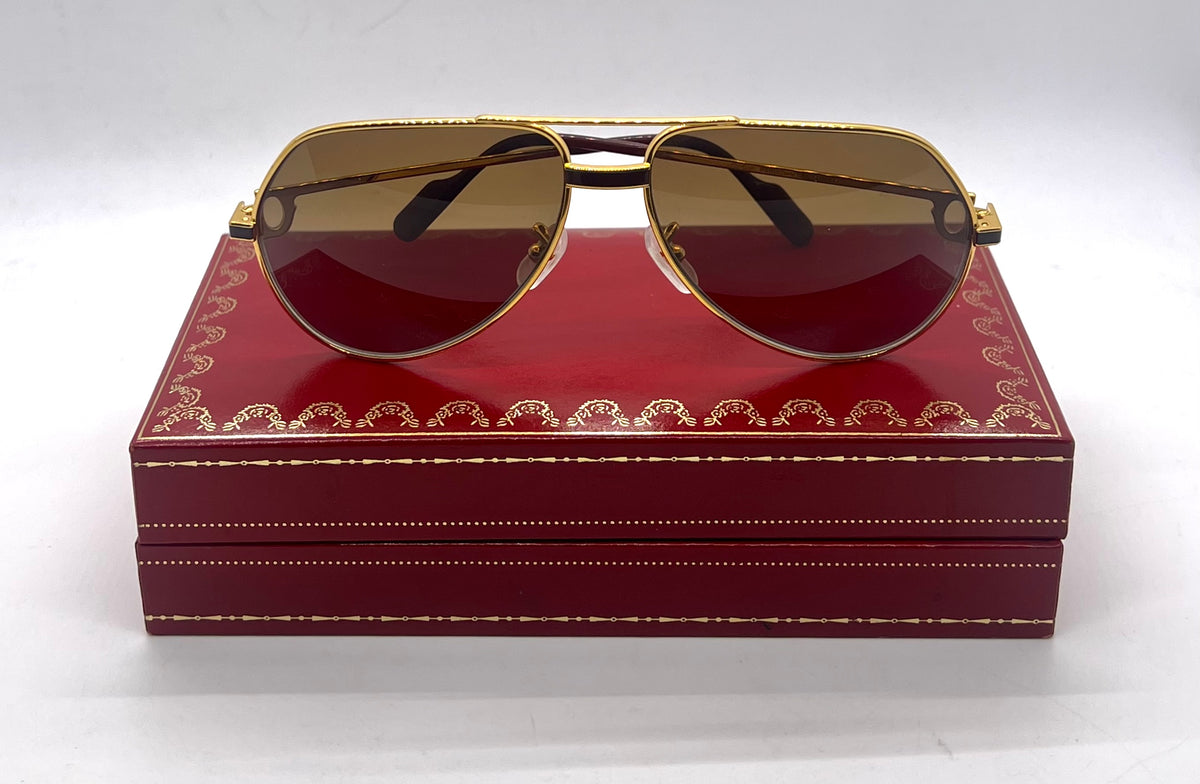 Cartier Vendome Laque Bordeaux 22K Gold-VINTAGE-New Custom Polarized Lenses