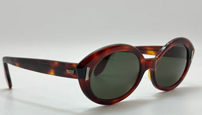 Vintage SRO U.S.A. 5 3/4 - Tortoise Panto Sunglasses with Brand New, Custom Berko's Designs Evergreen Lenses