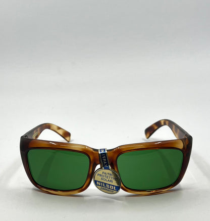Nilsol Italy-Vintage Sunglasses-Tortoise Acetate W|Org. Green Lenses-Unworn