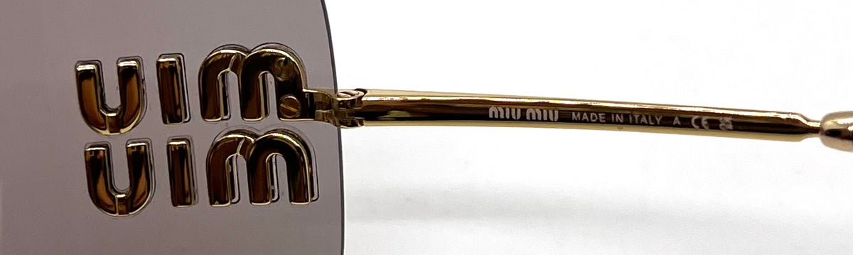Miu Miu Aube MU 54YS-Gold Mauve Rimless Sunglasses-Unworn-Full Kit-Italy