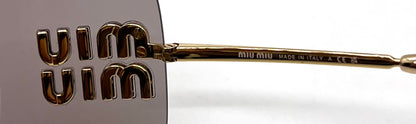 Miu Miu Aube MU 54YS-Gold Mauve Rimless Sunglasses-Unworn-Full Kit-Italy