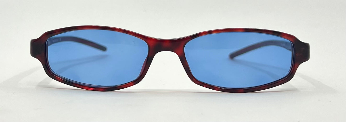 Gucci Oval Burgundy Sunglasses-New Solid Blue Second Chance Customs Lenses-Unworn
