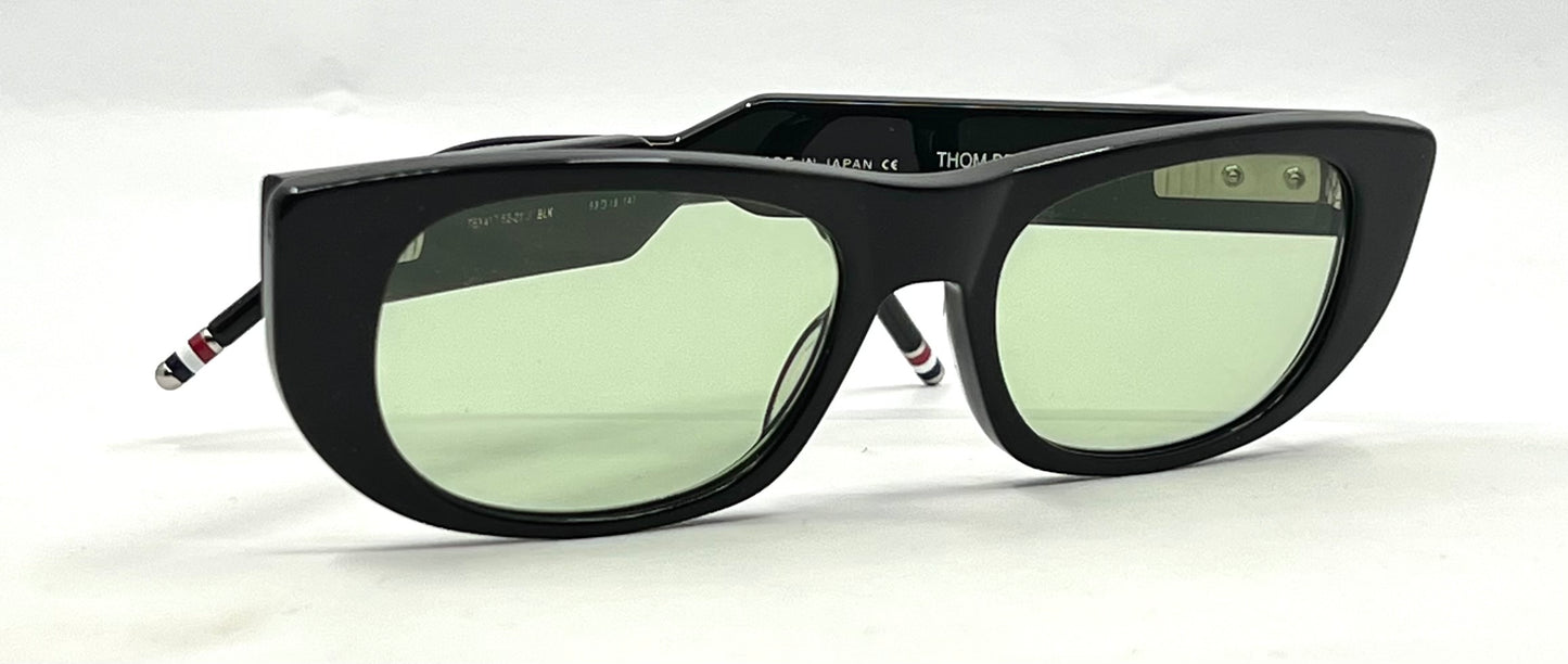 Thom Browne TBX417-53-01 Black Sunglasses-New Day/Night Green Custom Lenses-Unworn