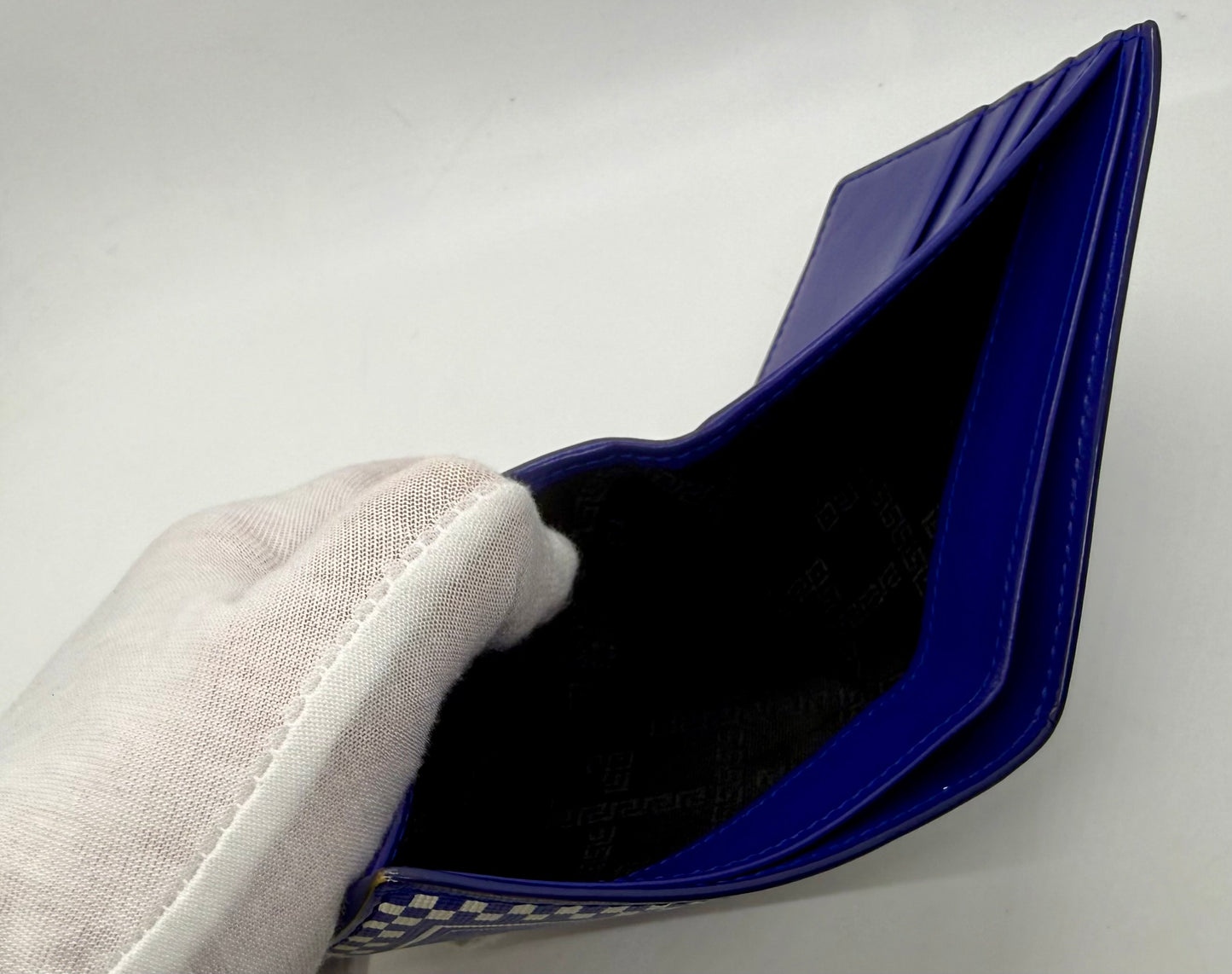 Versace Blue & White Logo Bifold Wallet-Made in Italy-Authentic