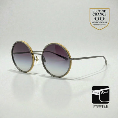 CHANEL 4250 Vintage Round Sunglasses Woven Raffia Made in Italy 52-22