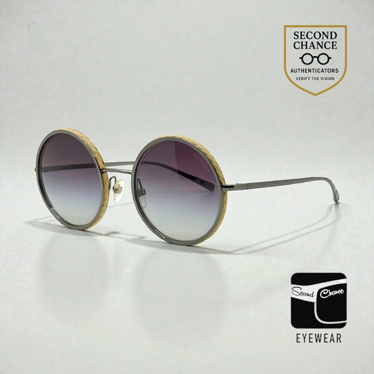 CHANEL 4250 Vintage Round Sunglasses Woven Raffia Made in Italy 52-22