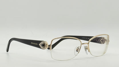 BVLGARI BB2157-B 376 Optical Frames Half Rim Gold Black Italy 55-17-135 w/ Case