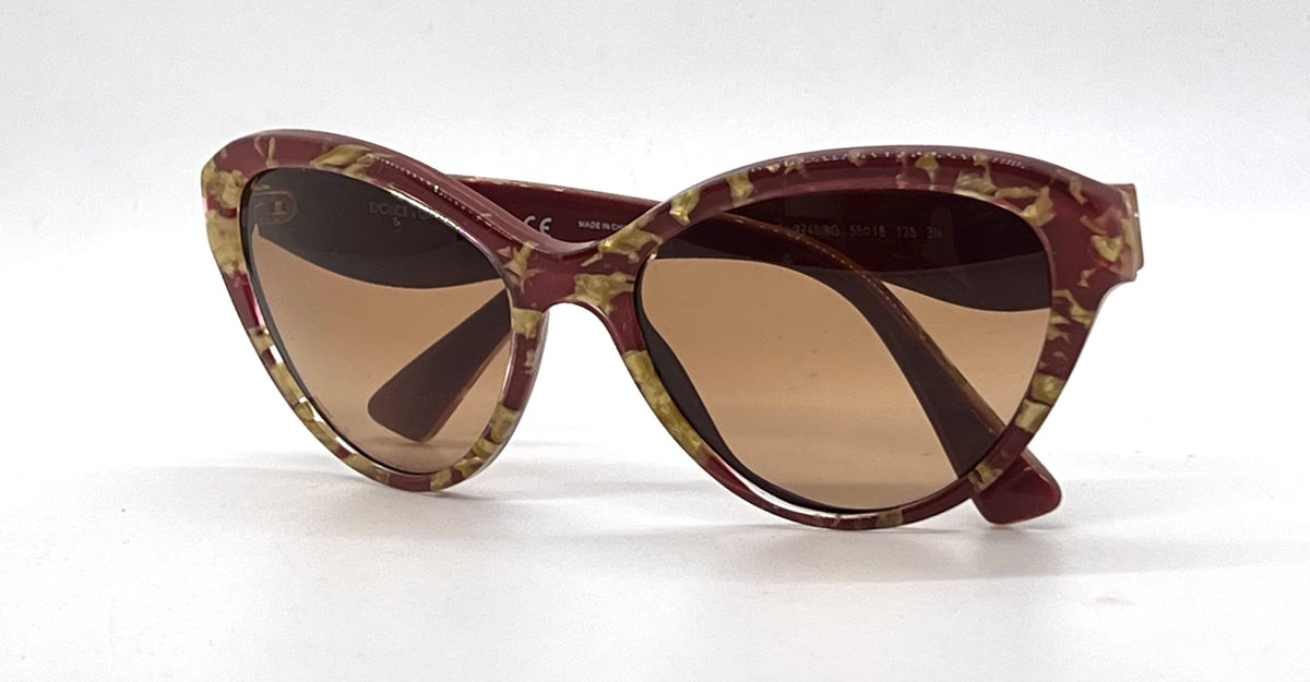 Dolce & Gabbana DG4199 Red Gold Leaf Cat Eye Sunglasses Unworn New Lenses Full Kit