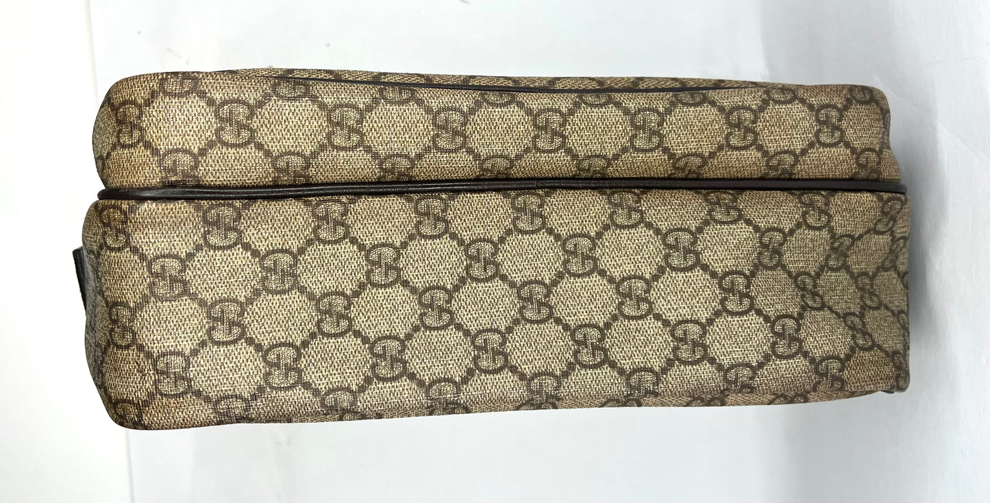 Gucci GG Monogram Canvas Double Zip Crossbody Messenger Bag Authentic