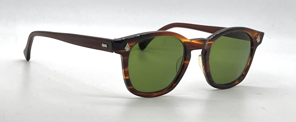 American Optical Vintage Hinge Wellington Tortoise-New Custom Green Lens Sunglasses