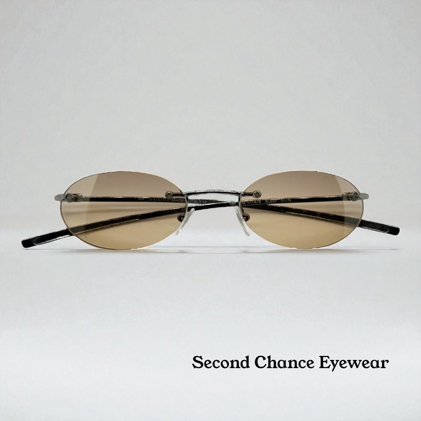 Gucci Gg1714|S 6Lb6P Rimless Oval Sunglasses 51-19-135 Deadstock Y2K Vintage