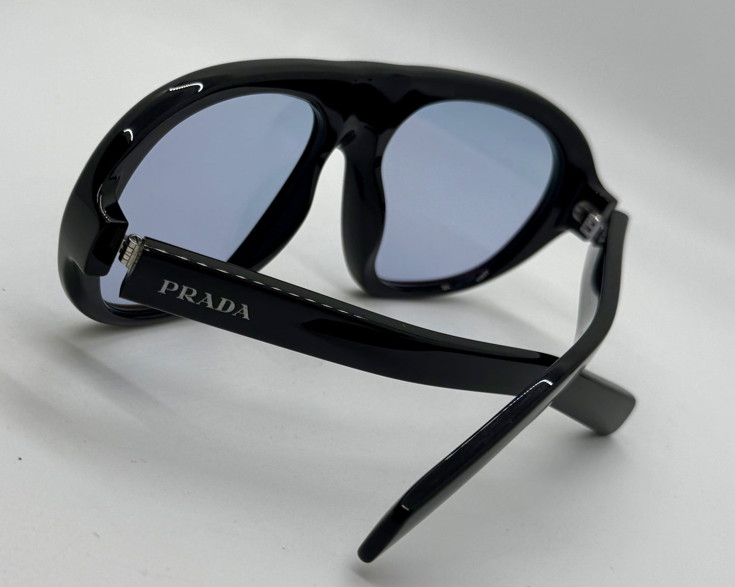 Prada SPR C05 Oversized Shield Sunglasses Black Unworn Full Kit Italy