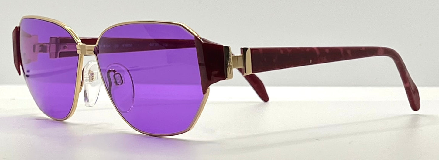 Silhouette M 6104 V 6055 Vintage Sunglasses w/New Solid Purple Custom Lenses-56mm-Unworn/NOS-Austria