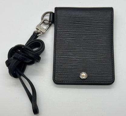 Louis Vuitton Epi Leather Card Holder with Lanyard – Black-Authentic
