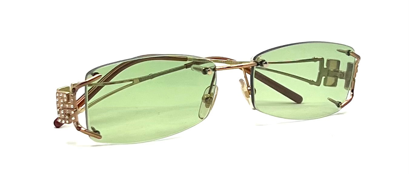 Versace MOD 1080-B Rimless Vintage Sunglasses-New Green Tinted Custom Lenses