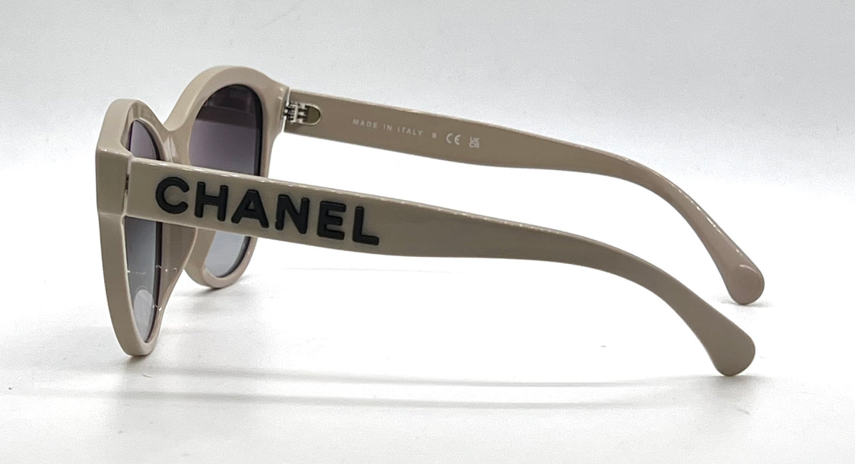 CHANEL 5458-A Beige Cat Eye Sunglasses Original Gradient Lenses Italy