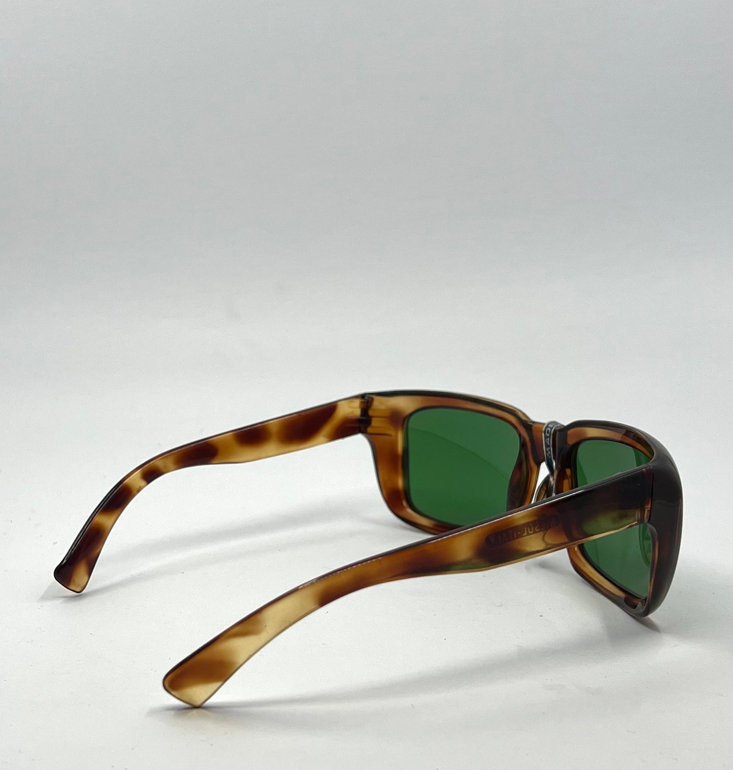 Nilsol Italy-Vintage Sunglasses-Tortoise Acetate W|Org. Green Lenses-Unworn