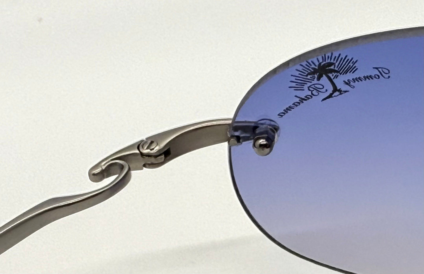 Tommy Bahama TB7/SA Sunglasses Rimless Shield Matte Silver Purple Y2K Deadstock