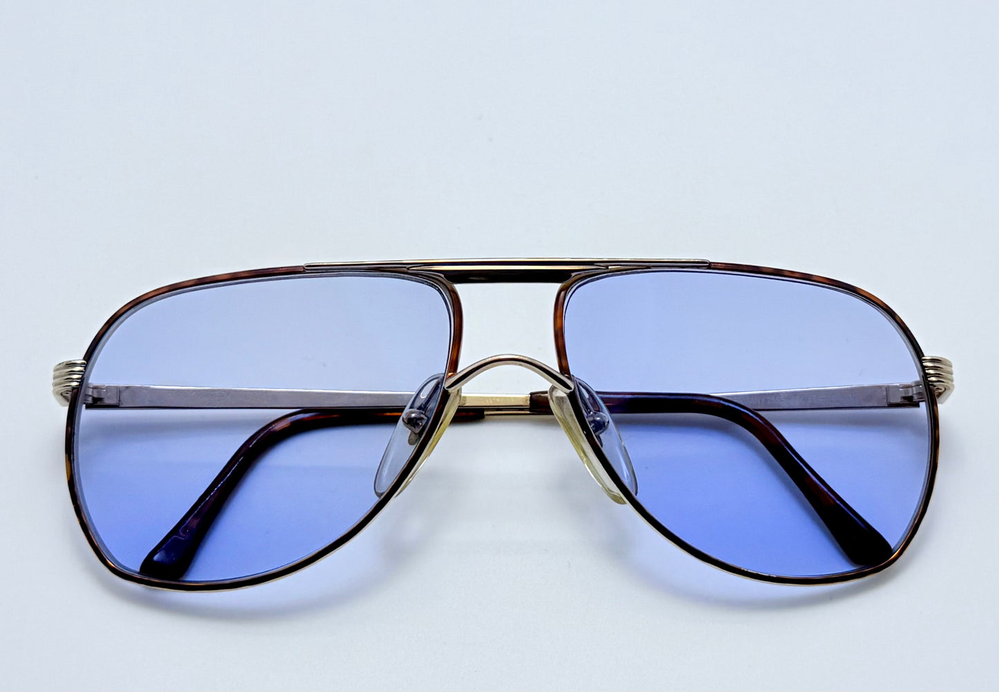 Vintage New/Deadstock Christian Dior 2553 41 Gold Plated Sunglasses with Custom Sky Blue Day/Night Lenses