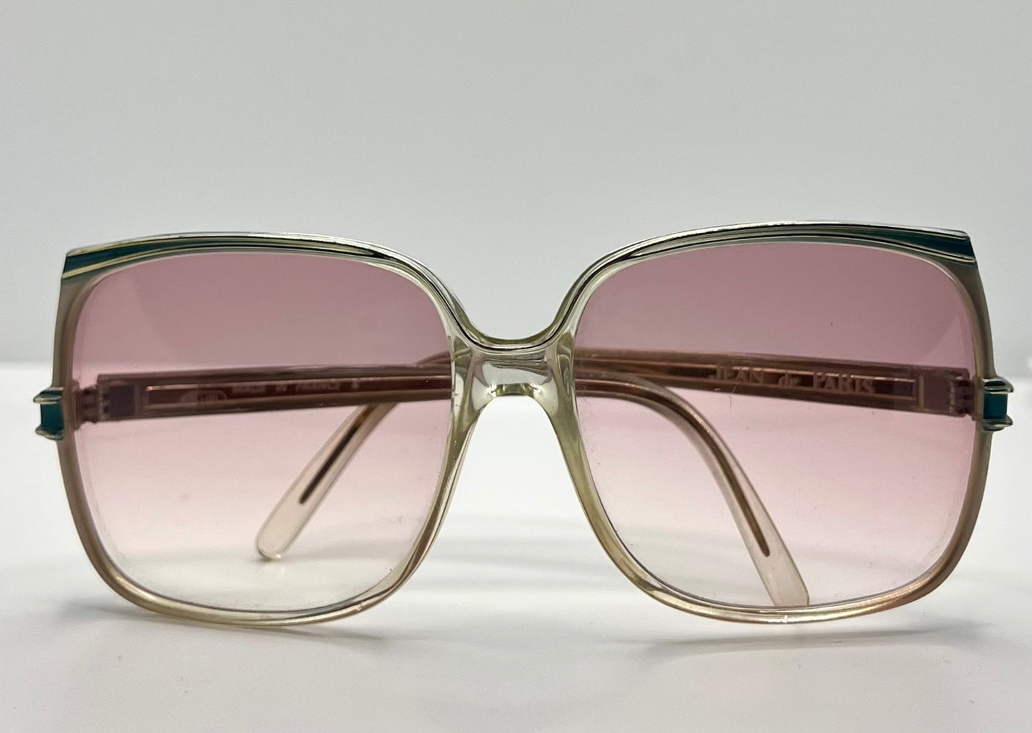JEAN de PARIS 674/2 Vintage Sunglasses-Clear Frame Pink Lenses-France NOS