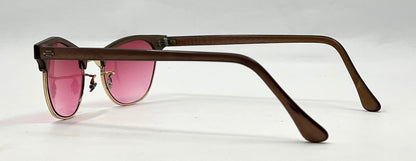 American Optical ArtCraft Vintage Browline Sunglasses 12K GF-Pink Gradient Lenses